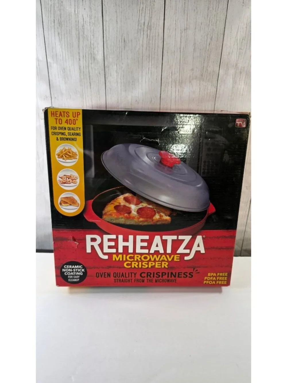 REHEATZA MICROWAVE CRISPER PAN NON-STICK PIZZA COOKER AS SEEN ON TV LEFTOVER OVE